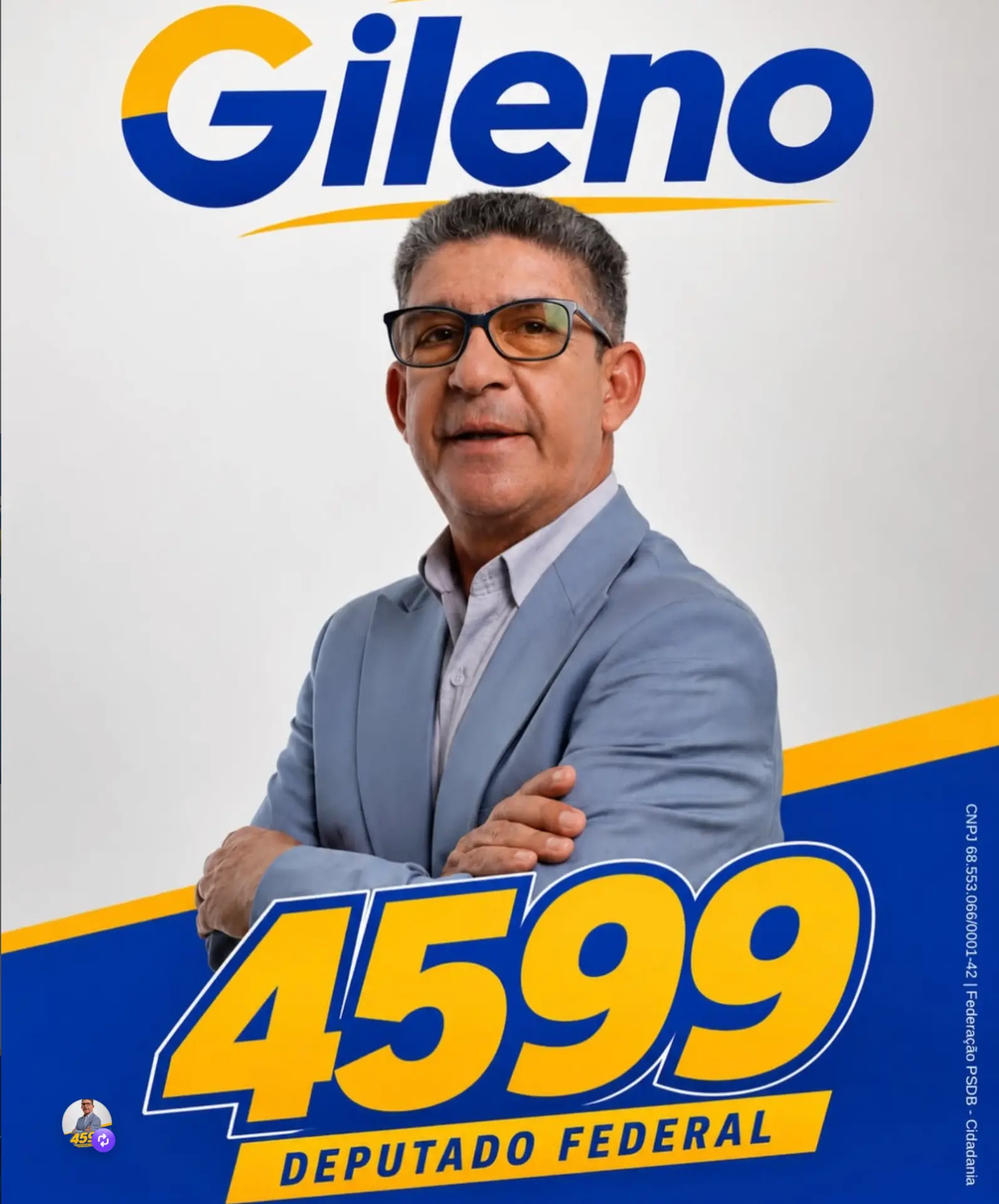 Foto oficial de Gileno Gomes, candidato a Deputado Federal